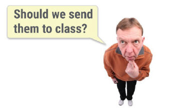 Man asking 'should we send them to class?'