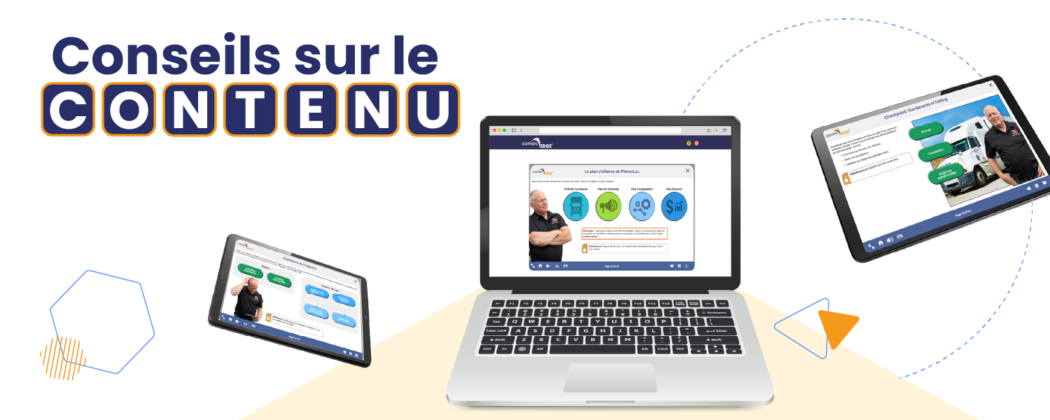 Conseils de contenu, ordinateur portable et tablettes flottantes