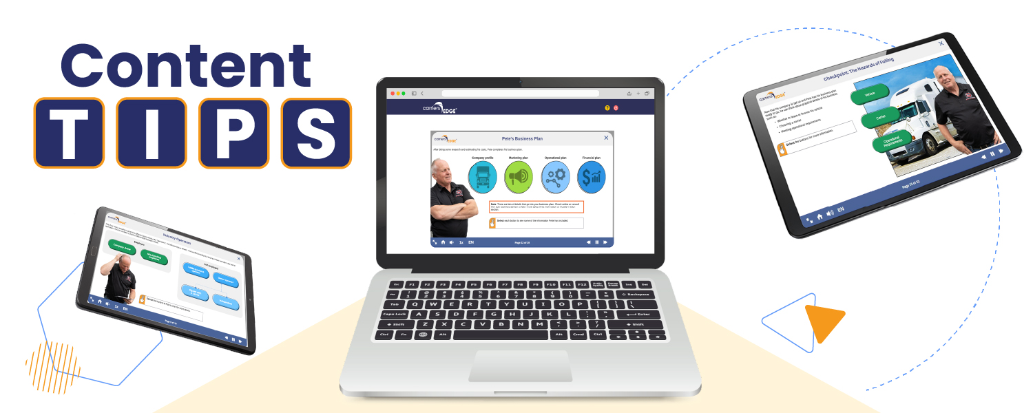 Content tips, laptop, and floating tablets