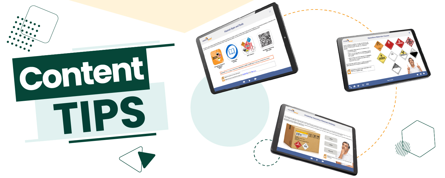 Content tips, laptop, and floating tablets