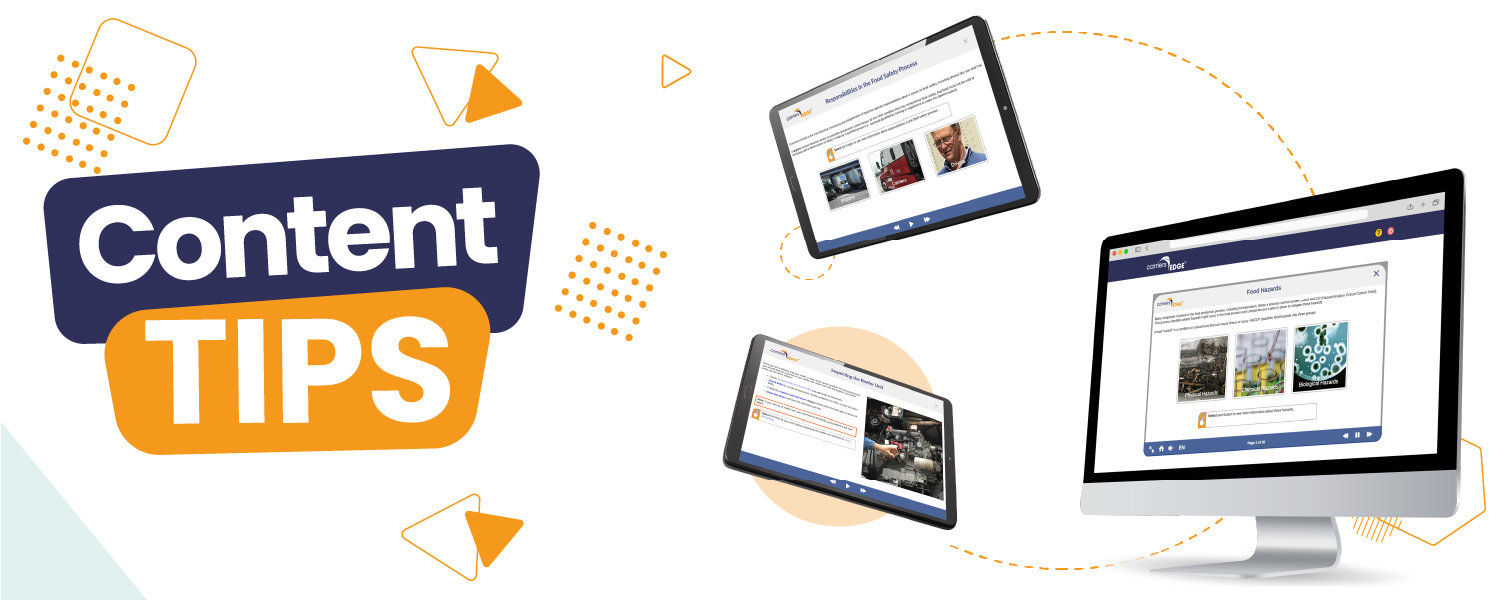 Content tips, laptop, and floating tablets