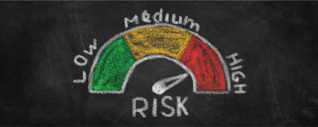 High risk meter on chalkboard