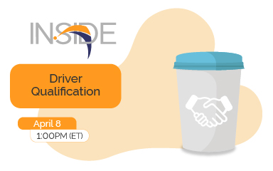 Inside webinar title and grey coffee cup with blue lid