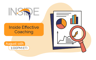 Inside Effective Coaching title and an illustrated piece of paper with charts on it and a magnifying glass.