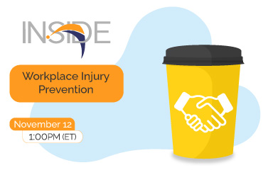 Inside webinar title and a yellow travel coffee cup
