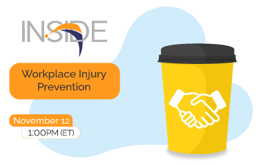 Inside webinar title and a yellow travel coffee cup